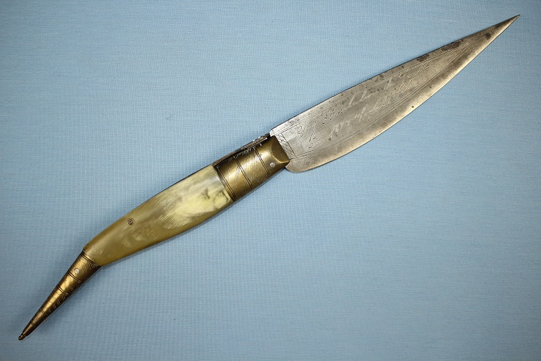 A fine Seville Navaja Blonde horn grip Dated 1892 Spanish Spain knife Punal www.swordsantiqueweapons.com