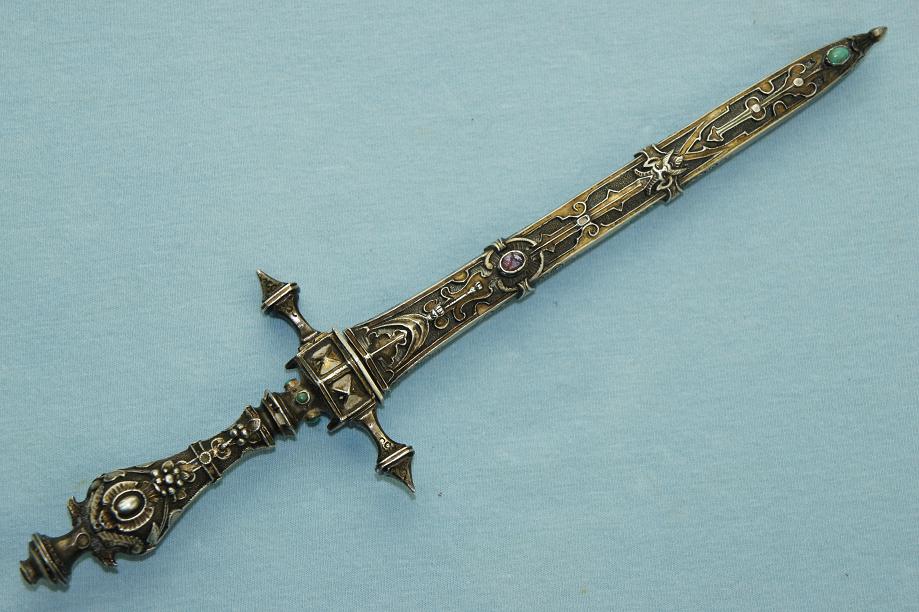 Silver Letter Opener, Gothic Home Decor, Antique Sword Dagger